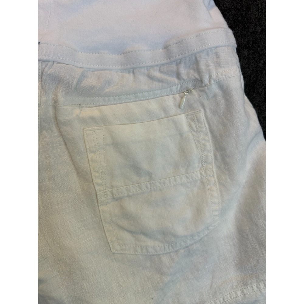 ATHLETA Lima 100% Linen Shortie Foldover Knit Waistband White Shorts Size 10 - Picture 11 of 16